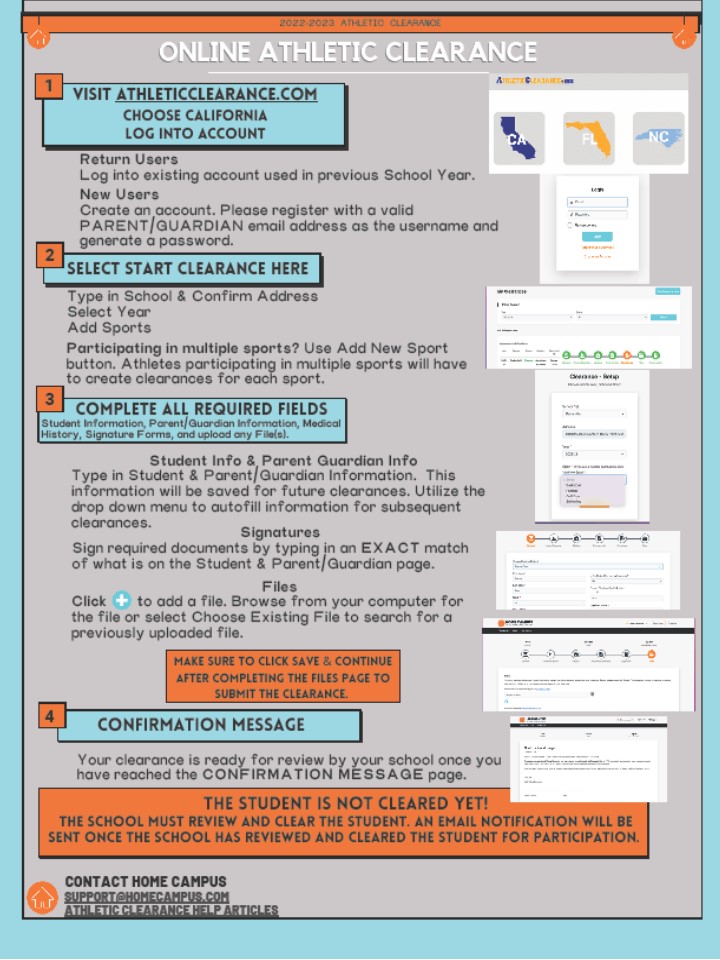 Athletic Clearance Instructions
